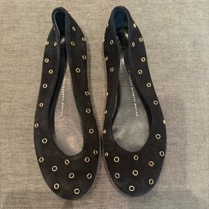 Giuseppe Zanotti Black Flats with Gold Accents